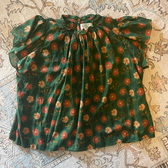 Birds Of Paradise Tops - Trovata Floral Green Blouse